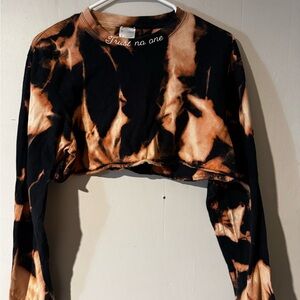 Women's Tie-Dye Crop Top - Black and Tan